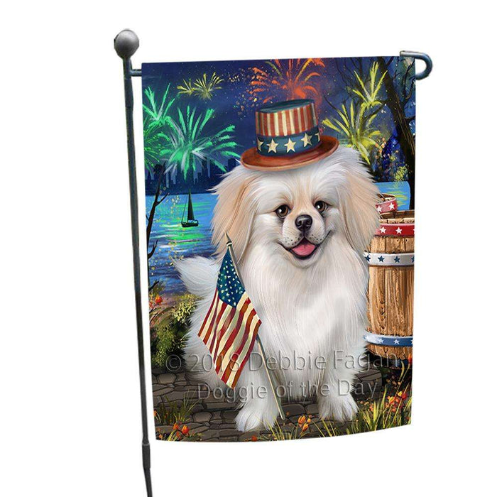 4th of July Independence Day Fireworks Pekingese Dog at the Lake Garden Flag GFLG51117