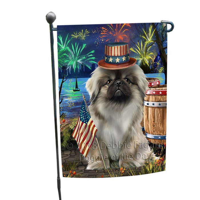 4th of July Independence Day Fireworks Pekingese Dog at the Lake Garden Flag GFLG51118