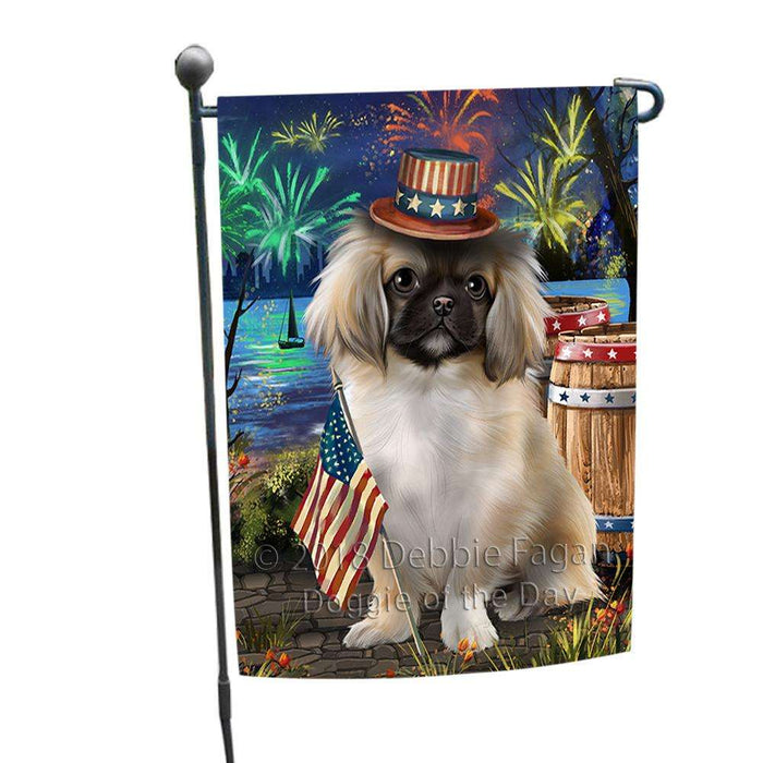 4th of July Independence Day Fireworks Pekingese Dog at the Lake Garden Flag GFLG51119