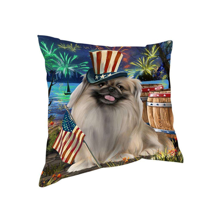 4th of July Independence Day Fireworks Pekingese Dog at the Lake Pillow PIL60836