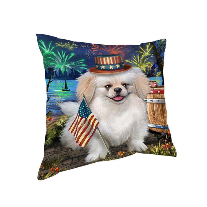 4th of July Independence Day Fireworks Pekingese Dog at the Lake Pillow PIL60844