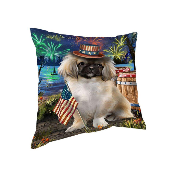 4th of July Independence Day Fireworks Pekingese Dog at the Lake Pillow PIL60852