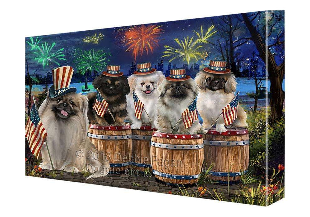 4th of July Independence Day Fireworks Pekingeses at the Lake Canvas Print Wall Art Décor CVS75995