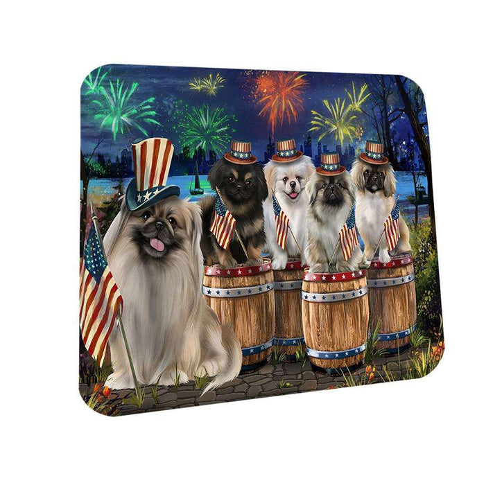 4th of July Independence Day Fireworks Pekingeses at the Lake Coasters Set of 4 CST51004
