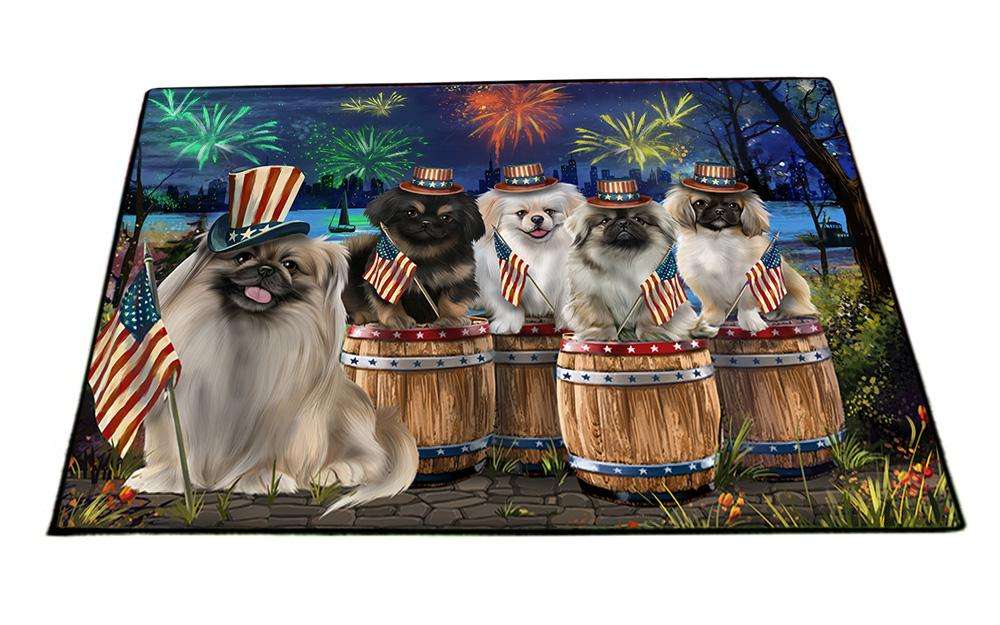 4th of July Independence Day Fireworks Pekingeses at the Lake Floormat FLMS50961
