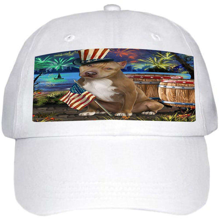 4th of July Independence Day Fireworks Pit bull Dog at the Lake Ball Hat Cap HAT57327