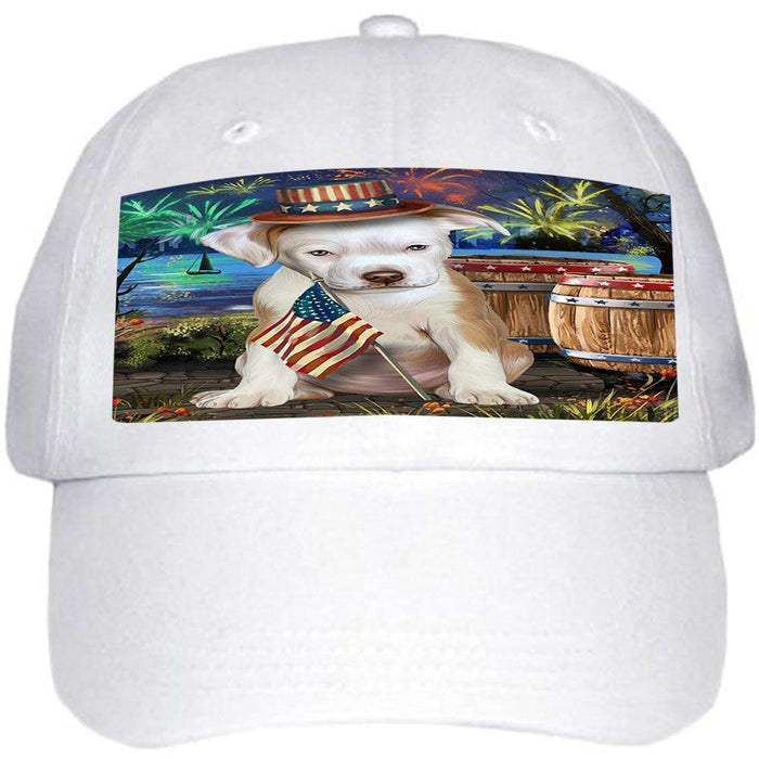 4th of July Independence Day Fireworks Pit bull Dog at the Lake Ball Hat Cap HAT57336