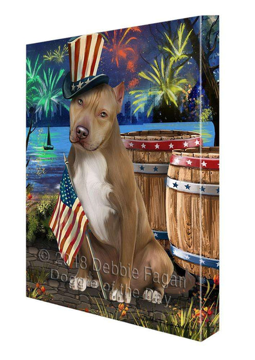 4th of July Independence Day Fireworks Pit bull Dog at the Lake Canvas Print Wall Art Décor CVS77372