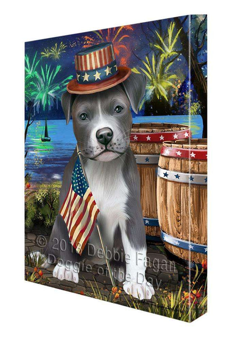 4th of July Independence Day Fireworks Pit bull Dog at the Lake Canvas Print Wall Art Décor CVS77381