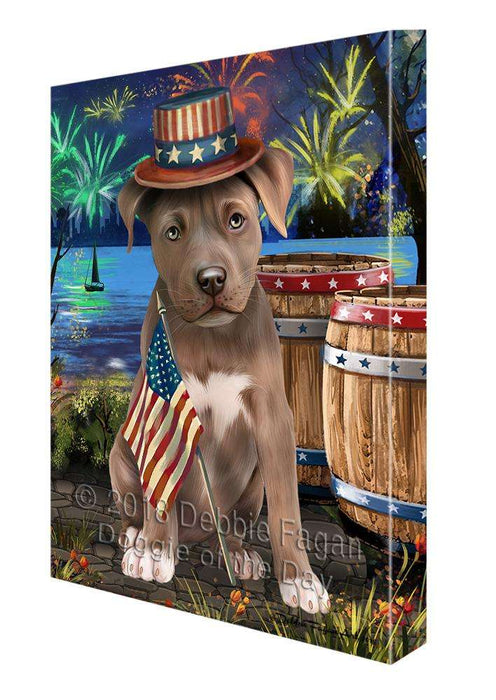4th of July Independence Day Fireworks Pit bull Dog at the Lake Canvas Print Wall Art Décor CVS77390