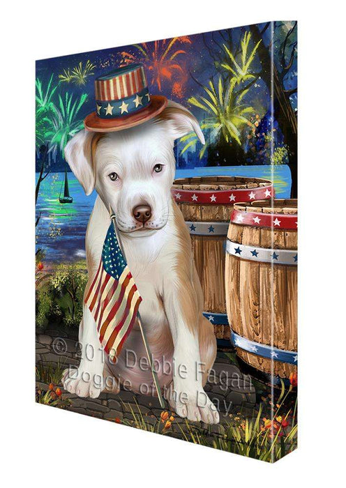 4th of July Independence Day Fireworks Pit bull Dog at the Lake Canvas Print Wall Art Décor CVS77399