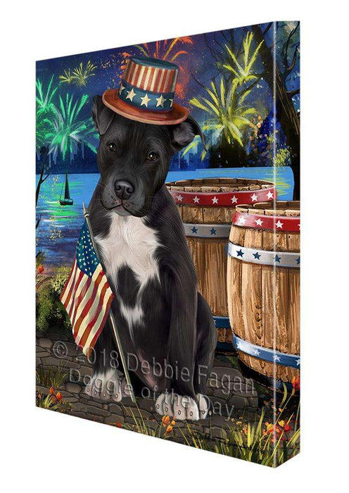 4th of July Independence Day Fireworks Pit bull Dog at the Lake Canvas Print Wall Art Décor CVS77408