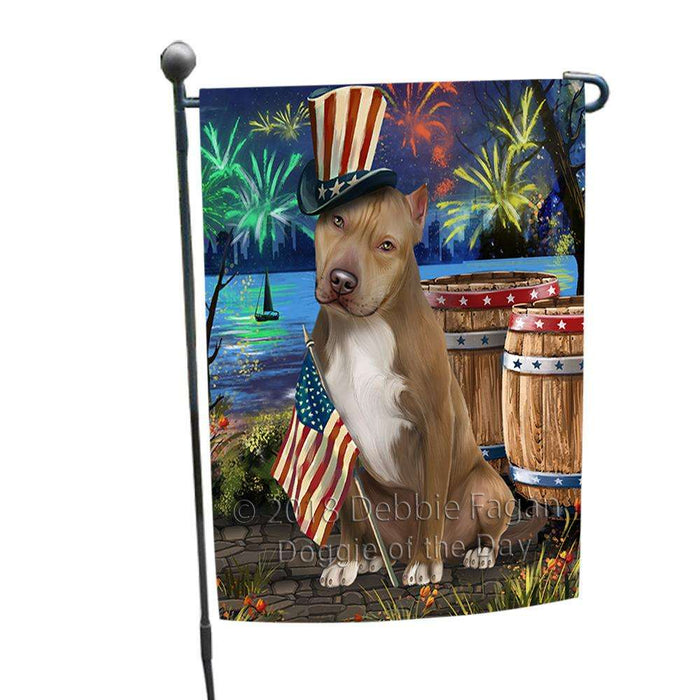 4th of July Independence Day Fireworks Pit bull Dog at the Lake Garden Flag GFLG51120
