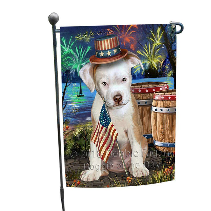 4th of July Independence Day Fireworks Pit bull Dog at the Lake Garden Flag GFLG51123