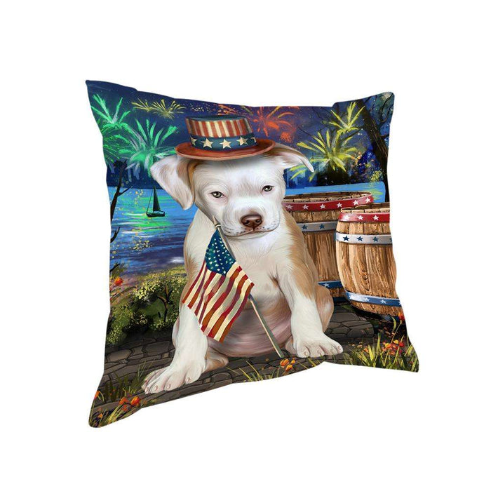 4th of July Independence Day Fireworks Pit bull Dog at the Lake Pillow PIL60868