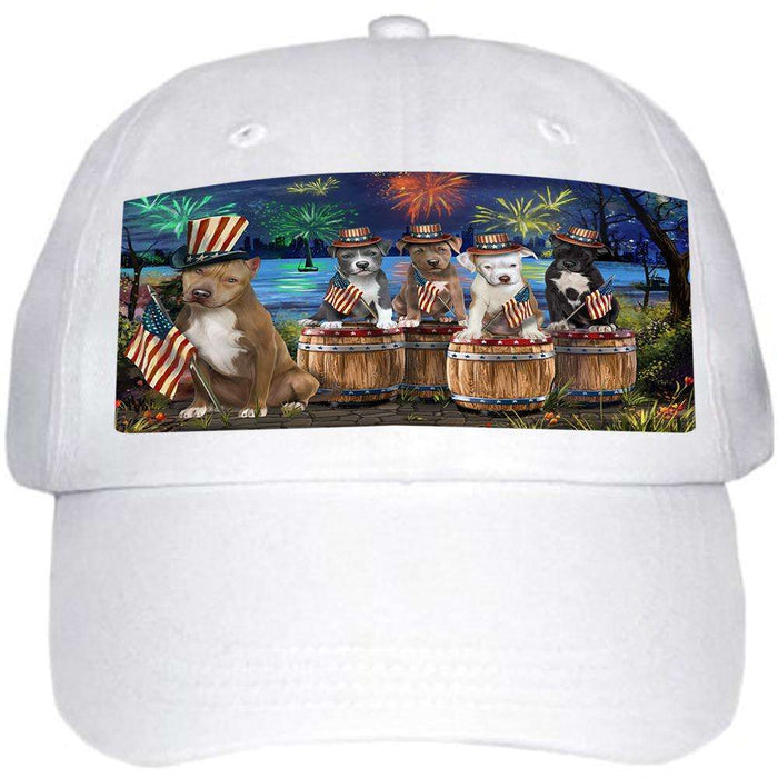 4th of July Independence Day Fireworks Pit Bulls at the Lake Ball Hat Cap HAT56871