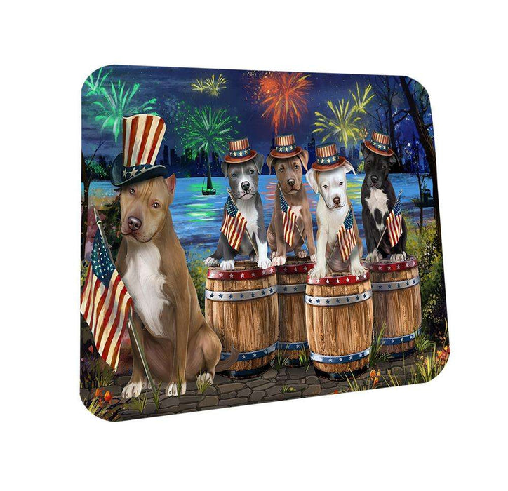 4th of July Independence Day Fireworks Pit Bulls at the Lake Coasters Set of 4 CST51005