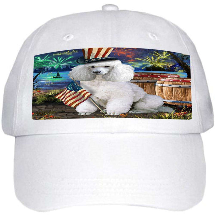 4th of July Independence Day Fireworks Poodle Dog at the Lake Ball Hat Cap HAT57342