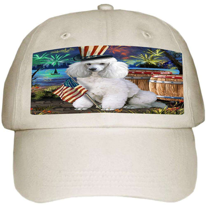 4th of July Independence Day Fireworks Poodle Dog at the Lake Ball Hat Cap HAT57342
