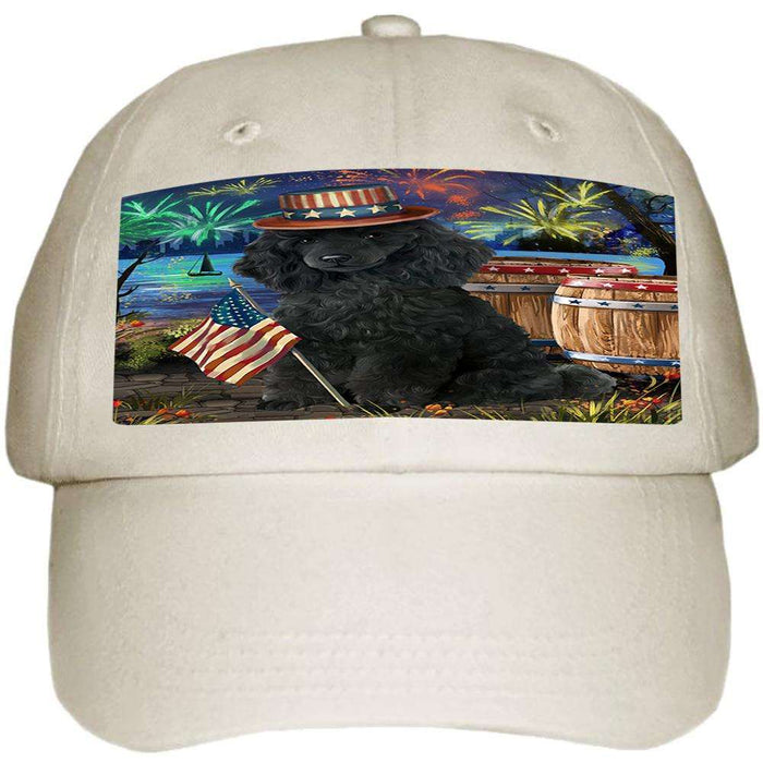 4th of July Independence Day Fireworks Poodle Dog at the Lake Ball Hat Cap HAT57351