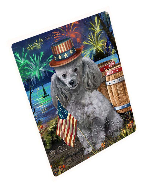 4th of July Independence Day Fireworks Poodle Dog at the Lake Blanket BLNKT76944