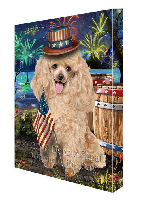 4th of July Independence Day Fireworks Poodle Dog at the Lake Canvas Print Wall Art Décor CVS77435