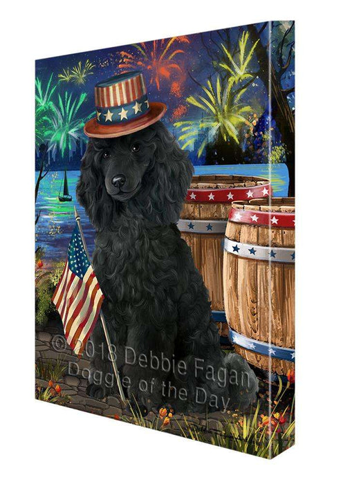 4th of July Independence Day Fireworks Poodle Dog at the Lake Canvas Print Wall Art Décor CVS77444