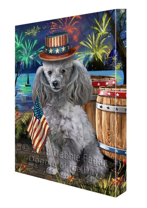 4th of July Independence Day Fireworks Poodle Dog at the Lake Canvas Print Wall Art Décor CVS77453