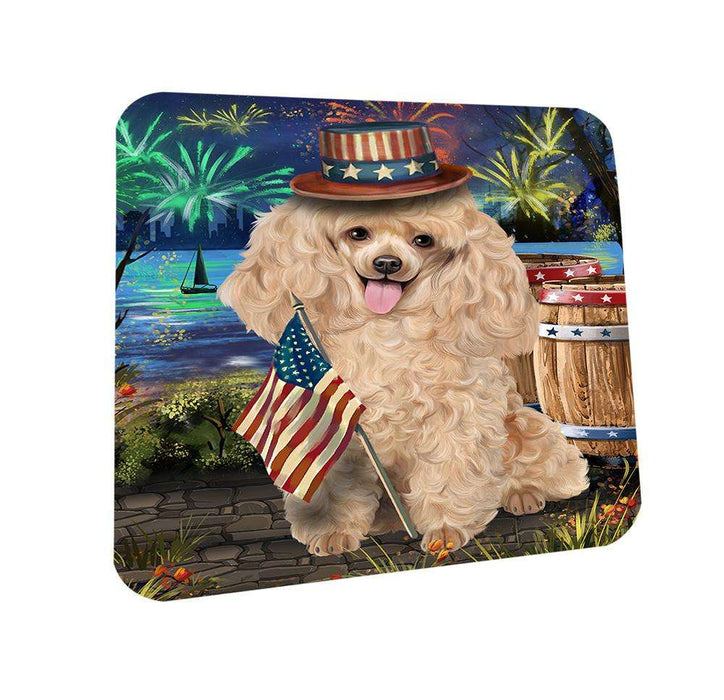 4th of July Independence Day Fireworks Poodle Dog at the Lake Coasters Set of 4 CST51164