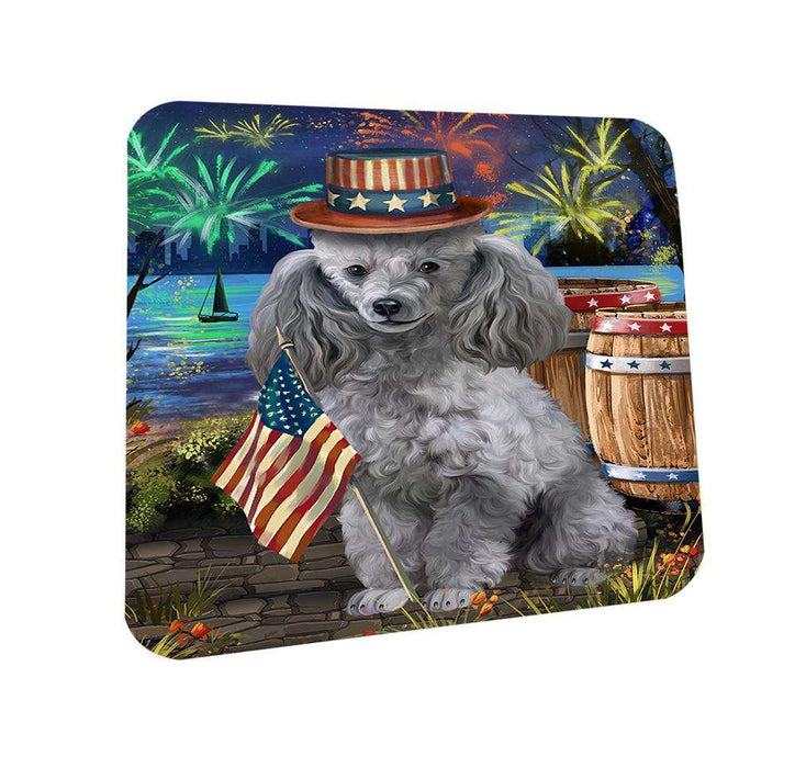 4th of July Independence Day Fireworks Poodle Dog at the Lake Coasters Set of 4 CST51166