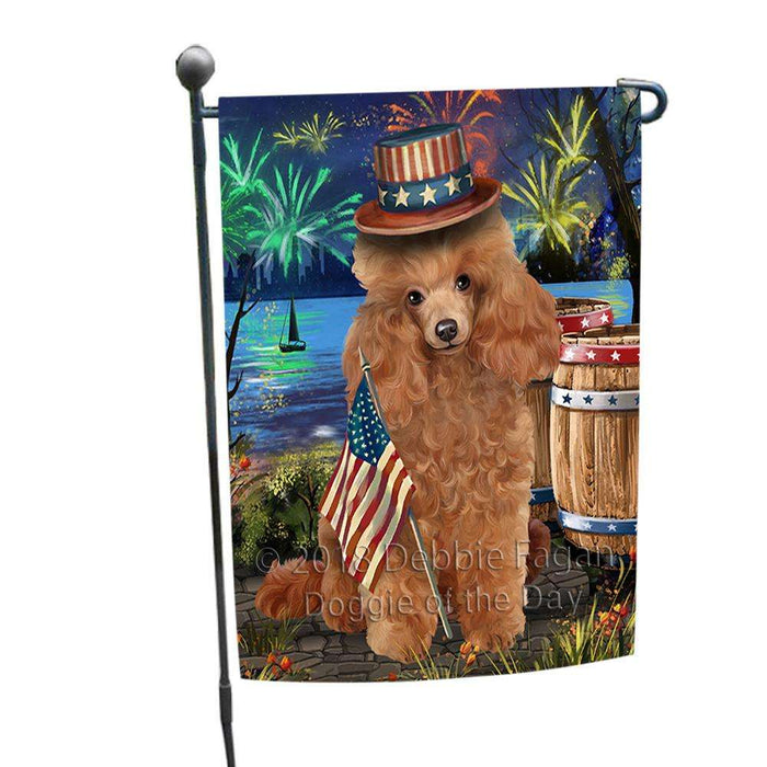 4th of July Independence Day Fireworks Poodle Dog at the Lake Garden Flag GFLG51126