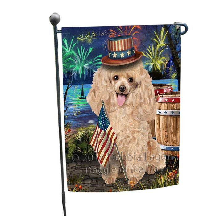 4th of July Independence Day Fireworks Poodle Dog at the Lake Garden Flag GFLG51127