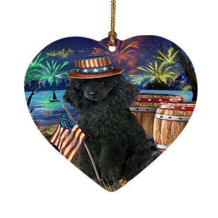 4th of July Independence Day Fireworks Poodle Dog at the Lake Heart Christmas Ornament HPOR51206