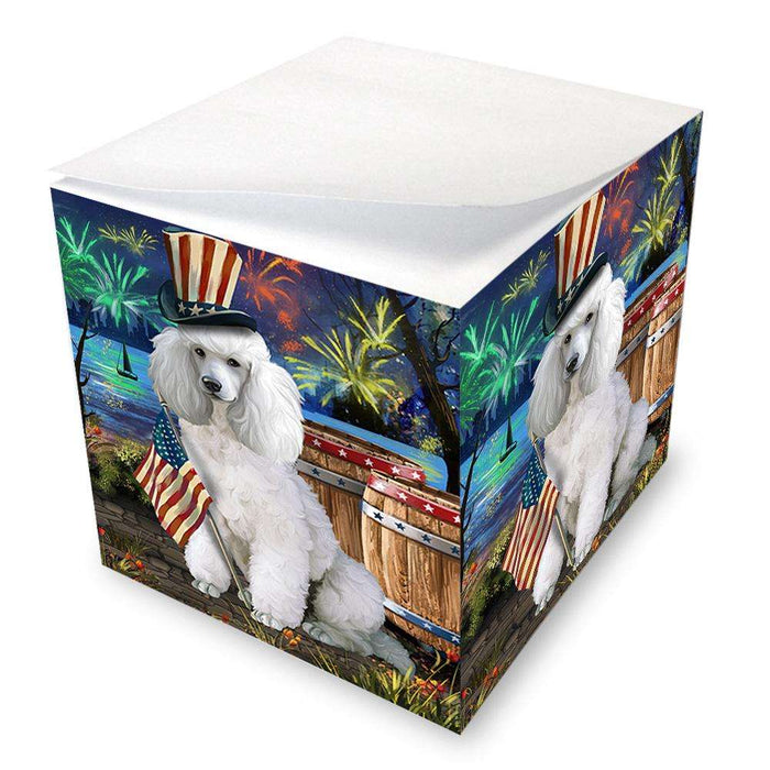 4th of July Independence Day Fireworks Poodle Dog at the Lake Note Cube NOC51203