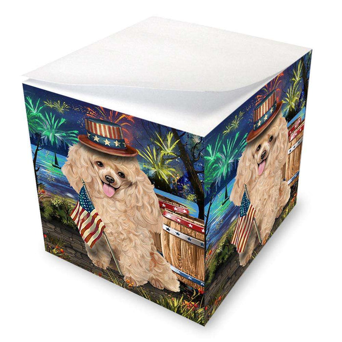 4th of July Independence Day Fireworks Poodle Dog at the Lake Note Cube NOC51205