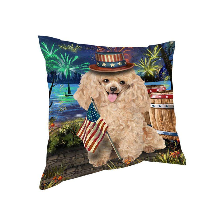 4th of July Independence Day Fireworks Poodle Dog at the Lake Pillow PIL60884