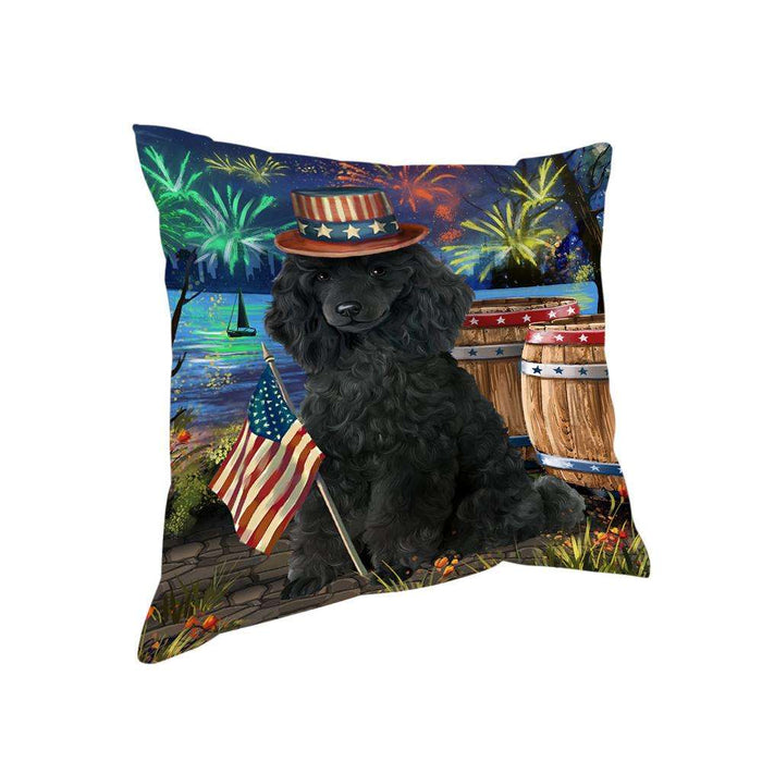 4th of July Independence Day Fireworks Poodle Dog at the Lake Pillow PIL60888