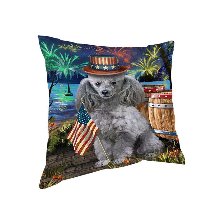 4th of July Independence Day Fireworks Poodle Dog at the Lake Pillow PIL60892
