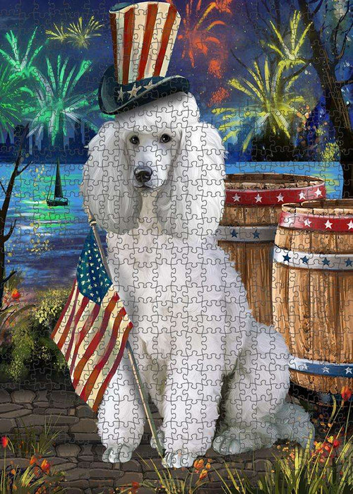 4th of July Independence Day Fireworks Poodle Dog at the Lake Puzzle with Photo Tin PUZL57471