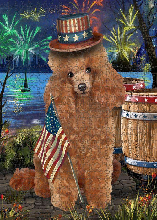 4th of July Independence Day Fireworks Poodle Dog at the Lake Puzzle with Photo Tin PUZL57474