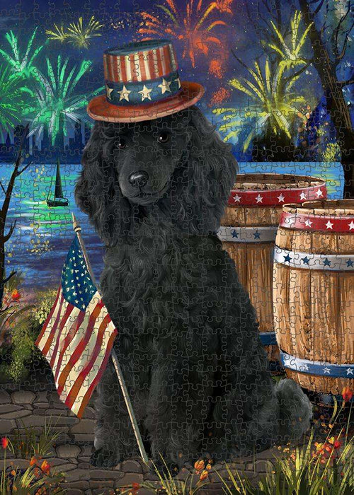 4th of July Independence Day Fireworks Poodle Dog at the Lake Puzzle with Photo Tin PUZL57480
