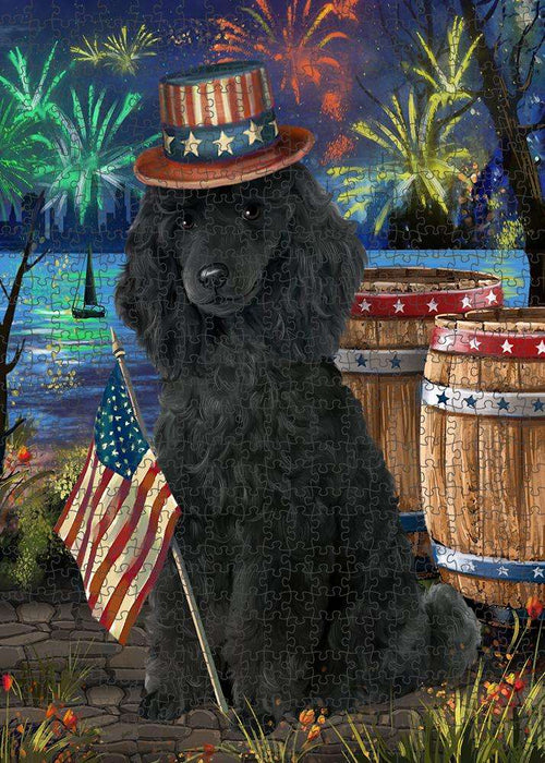 4th of July Independence Day Fireworks Poodle Dog at the Lake Puzzle  PUZL57480