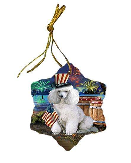 4th of July Independence Day Fireworks Poodle Dog at the Lake Star Porcelain Ornament SPOR51195