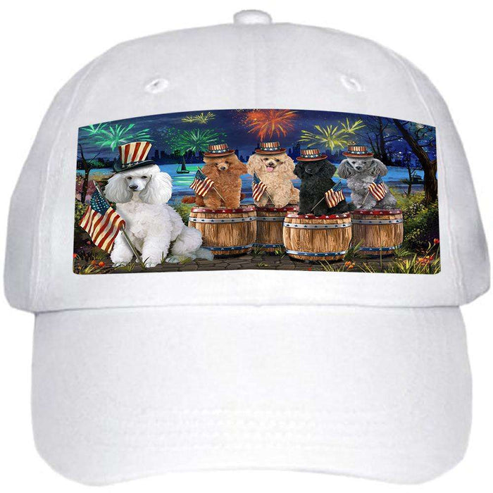 4th of July Independence Day Fireworks Poodles at the Lake Ball Hat Cap HAT56874