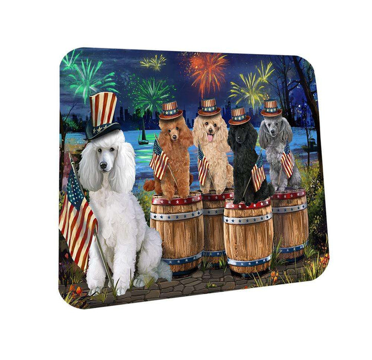 4th of July Independence Day Fireworks Poodles at the Lake Coasters Set of 4 CST51006
