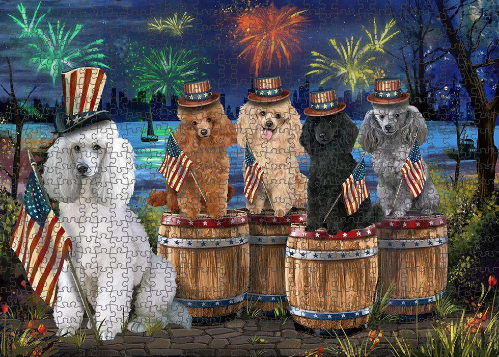 4th of July Independence Day Fireworks Poodles at the Lake Puzzle with Photo Tin PUZL57003