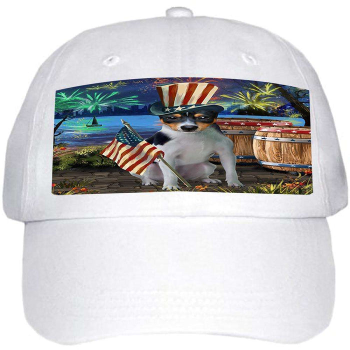 4th of July Independence Day Fireworks Rat Terrier Dog at the Lake Ball Hat Cap HAT56706