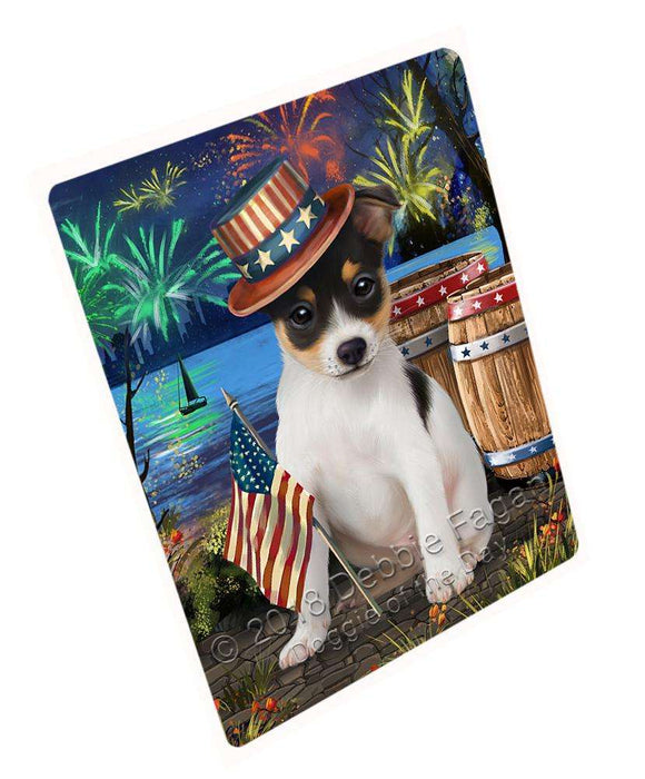 4th of July Independence Day Fireworks Rat Terrier Dog at the Lake Blanket BLNKT74973