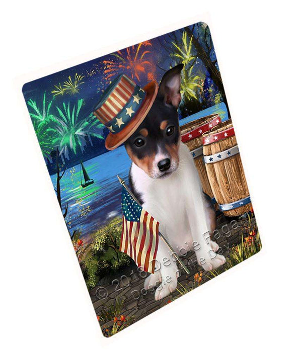 4th of July Independence Day Fireworks Rat Terrier Dog at the Lake Large Refrigerator / Dishwasher Magnet RMAG65970