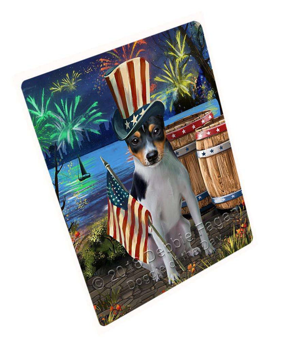 4th of July Independence Day Fireworks Rat Terrier Dog at the Lake Large Refrigerator / Dishwasher Magnet RMAG65994